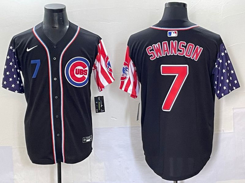 Men 2025 Chicago Cubs #7 Swanson Black a generation of national flags Joint Name Nike MLB Jersey style 45->chicago cubs->MLB Jersey